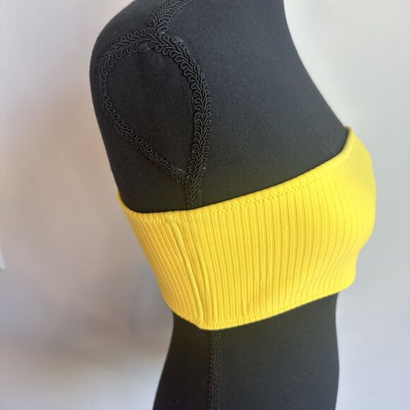 Triangl Yellow Print Bikini swimsuit top only bandeau strapless Swim Small Suit - Picture 2 of 4